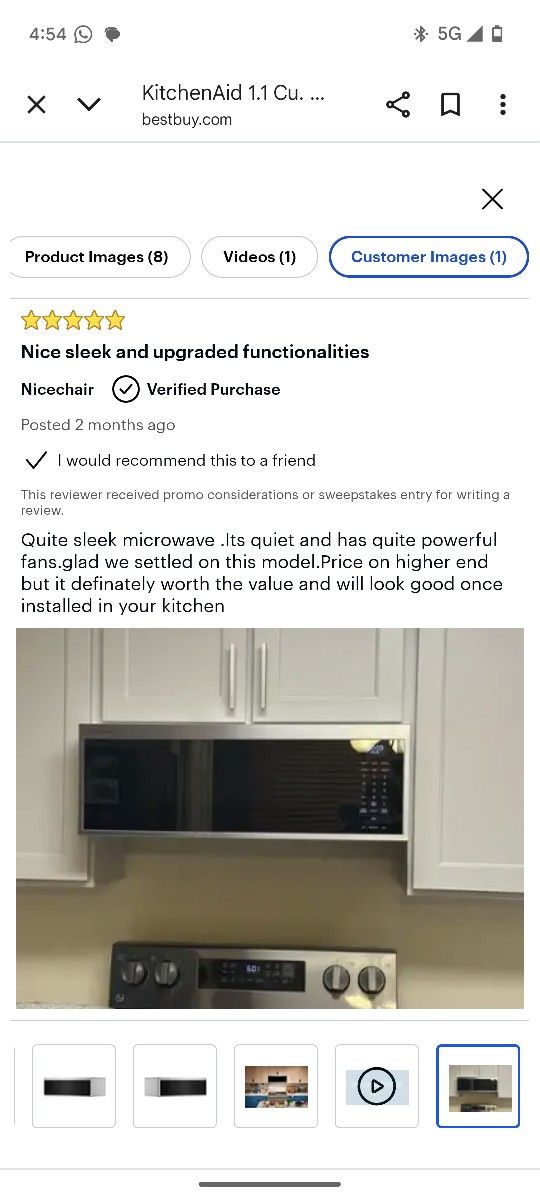 KitchenAid Low Profile Microwave - New