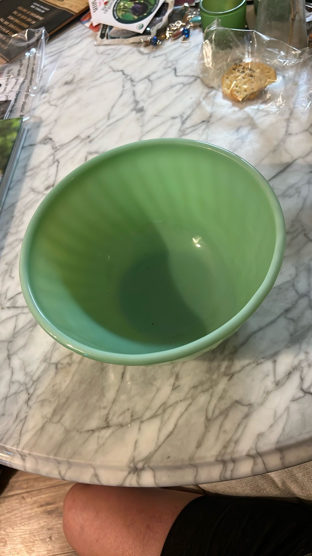 Fire king bowl green 9 inch