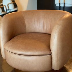CB2 Muir Brown Leather Swivel Chair