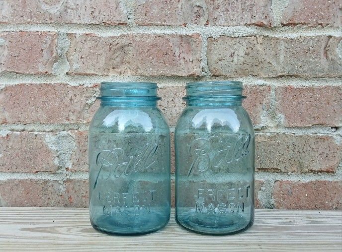 Vintage Ball Perfect Blue Mason Quart Jars