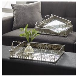 3” Silver Metal Mirror Tray