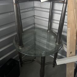 2 glass end tables
