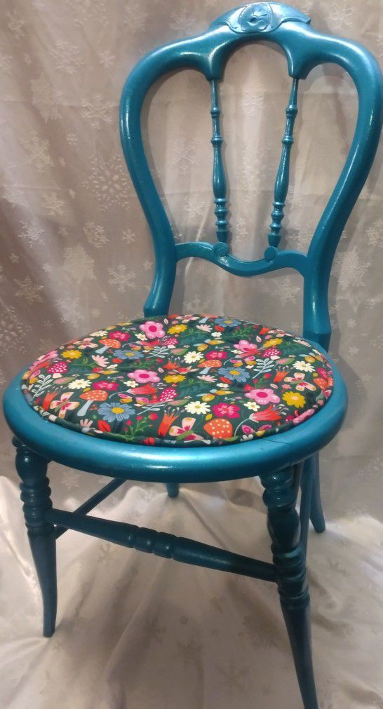 Hand painted And Reupholstered Antique Chair 