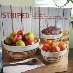  Striped 3-Piece Bowl Set 