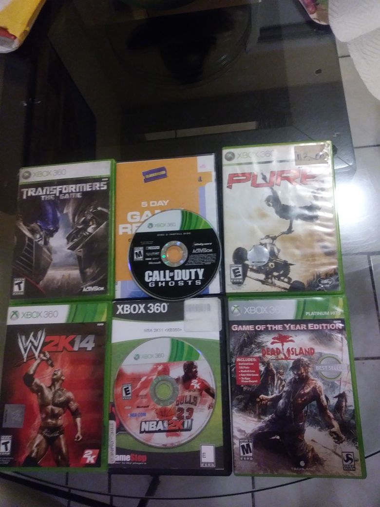 XBOX 360 GAMES IN BRAND NEW CONDITION NO SCRATCHES 6 GAMES IN TOTAL .(NO DELIVERIES MUST PICKUP).