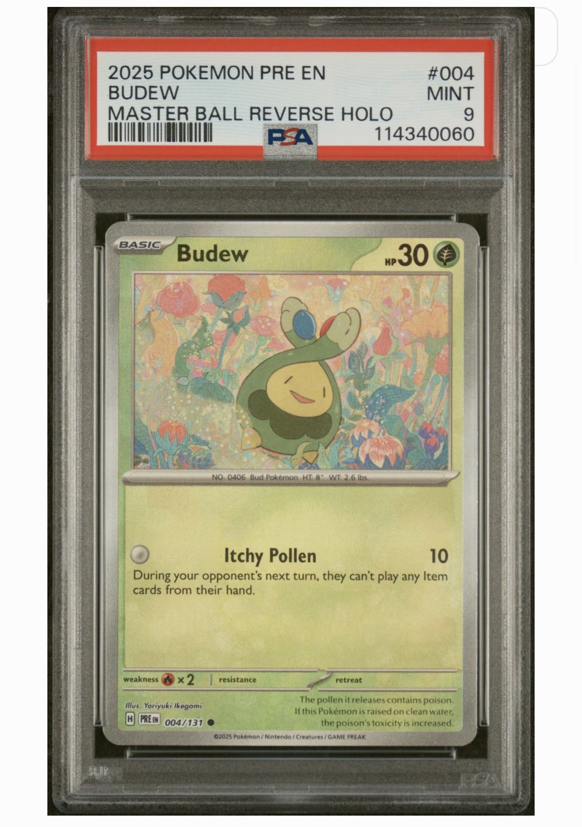 🌟 PSA 9 Budew – Master Ball Pattern – Pokémon 151 – Graded Mint 🌟