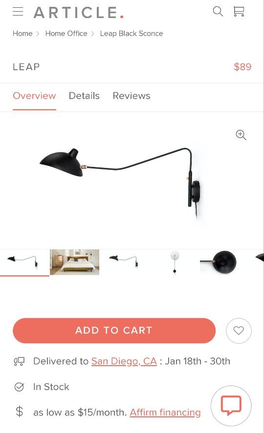 Two (2) Black Sconce Lamp, Adjustable Head | Article Leap Modern Lighting