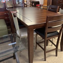 36 inch high table and four stools 799