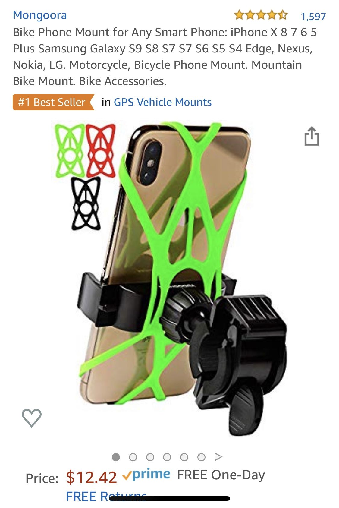 Bike Phone Mount for Any Smart Phone. Motorcycle, mountain Bicycle. Bike Accessories. GPS.