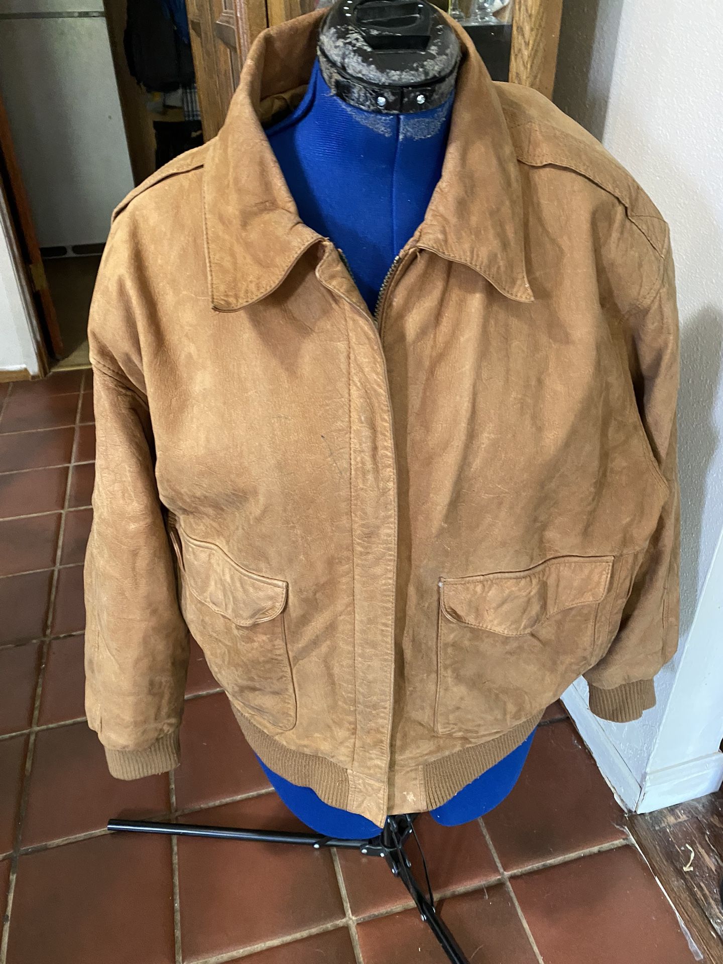 Cabin Creek Men’s Leather Bomber Jacket Size Large
