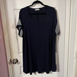 Women’s Plus Size3X Short Sleeve Top Striped Color Block Loose Fitting Top.  Brand New Never Worn 