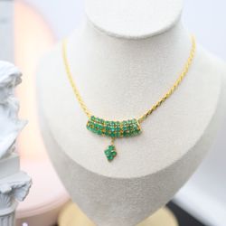 Natural Emerald Pendant Made With 18k Real Gold