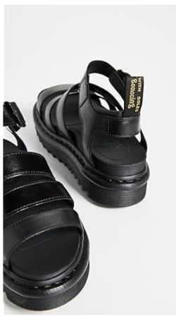 Dr. Martens Women's Blaire Fisherman Sandal, Black Brando Leather, 9M  