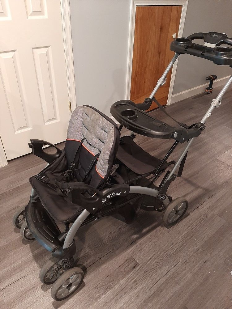 Sit and stand double stroller.