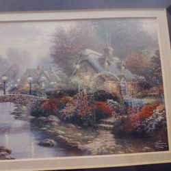 Thomas Kinkade Painter Of Light" Lamplight Bridge" Framed Print