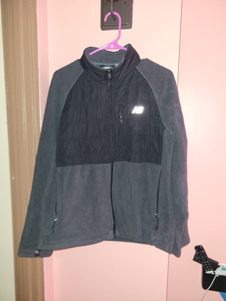 New Balance Mens Fleece Jacket Full Zip Black Athletic