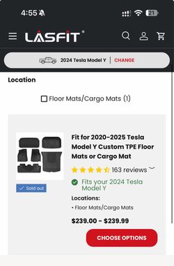 Lasfit Model Y Car Mats