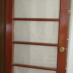 Antique Door With Glass And Hinges