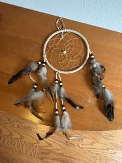 Small Tan Dreamcatcher with Feather Tassels