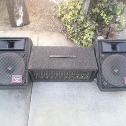 Sunn By Fender SR8520 8 Channel Mixer, Two Cerwin-Vega SM-15 Stage Monitor Passive Speaker's