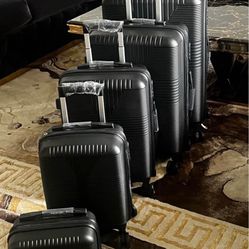 Luggage Sets, 5 Piece PP Durable Suitcase Set with Spinner Wheels, 5 Pcs Hard Shell Lightweight Lugg