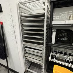 Commercial Mobile Pan Racks (Set of 2) - Full Height Aluminum with Casters