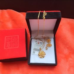 Marked 999 jewelry Gold plated set