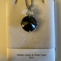 Smokey Quartz Radiant Heart With White Topaz