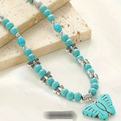 Bohemian Turquoise Butterfly Necklace