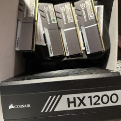 corsair HX1200 powersupply. G skill DDR4 3200 16Gx4