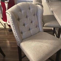 Beige Bar Stool Chairs Set 