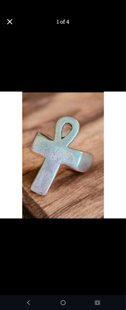 Vintage 70’s Mexico Sterling Silver Ankh Ring Size 12