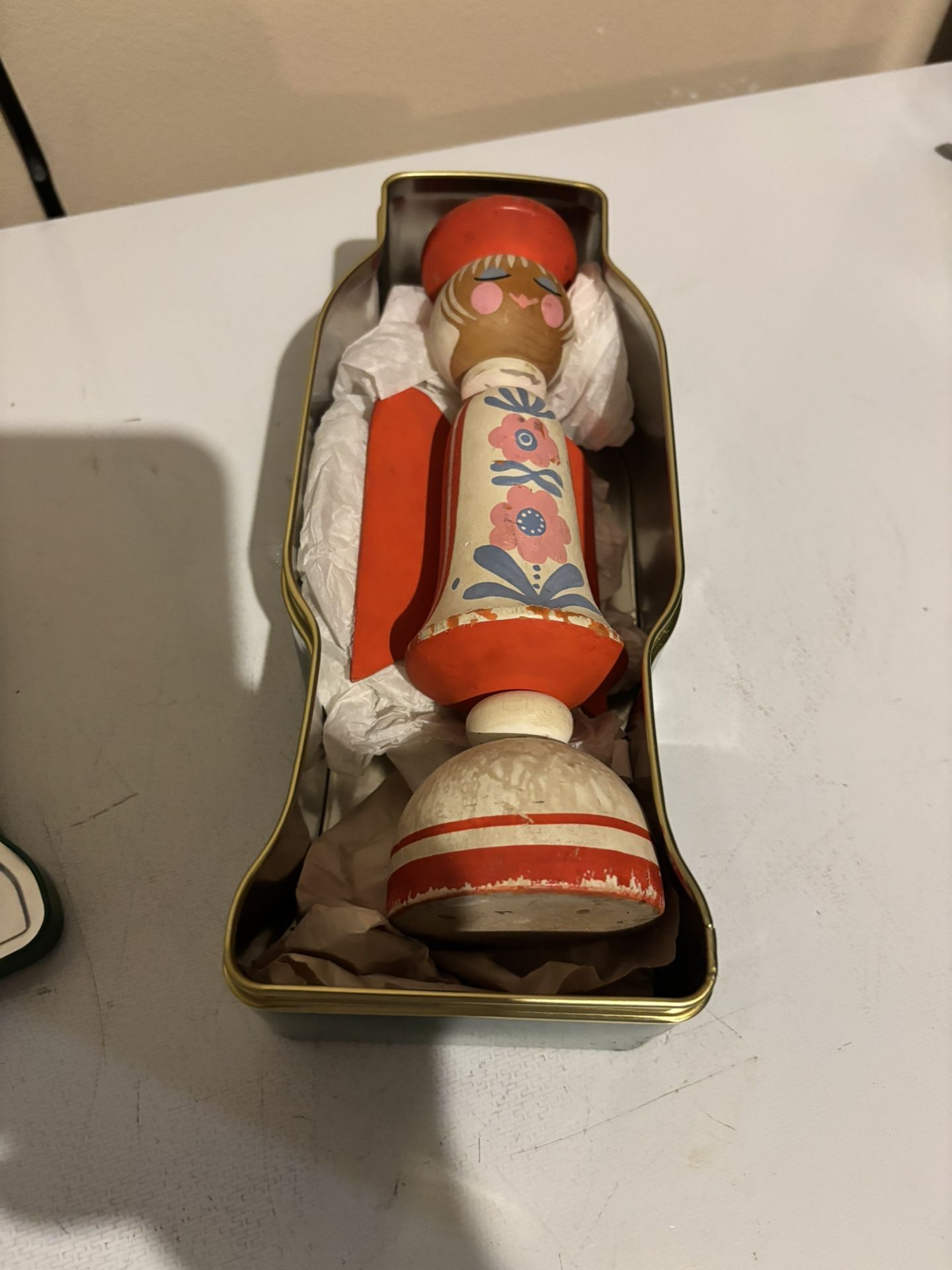 Vintage Hand painted Swedish Wood Angel Candleholder