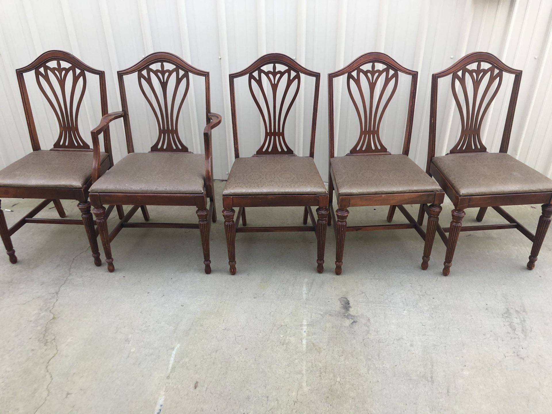 5 antique maple Victorian dining chairs - gorgeous