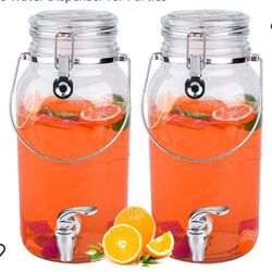 
Eleganttime 1 Gallon Glass Drink Dispensers for Parties,2 Pack Beverage Dispenser With Spigot,Laundry Detergent Dispenser Punch Bowls Juice Water Dis