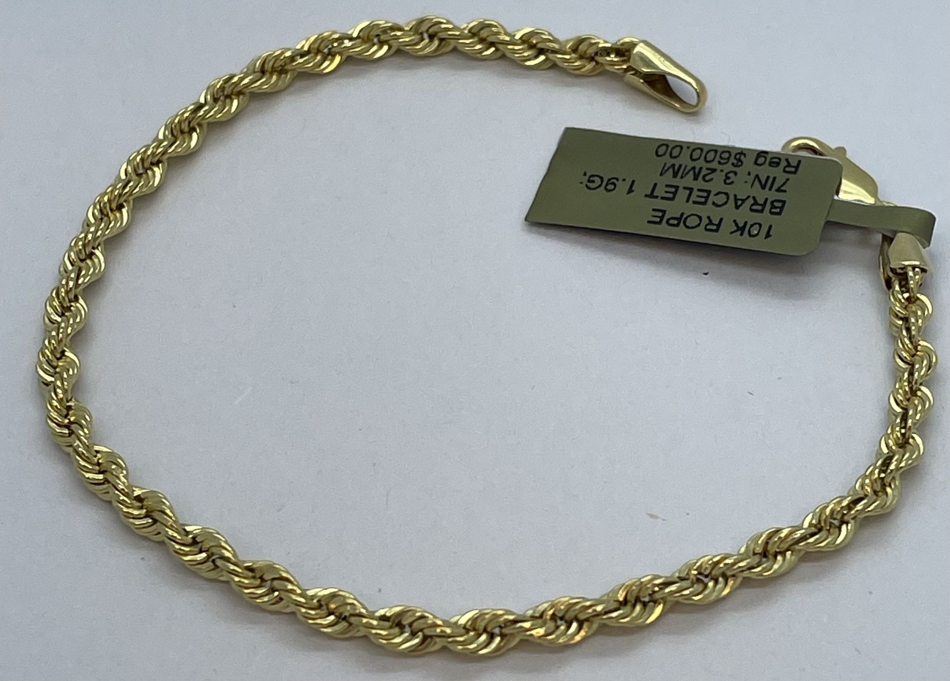 10K Gold Rope Bracelet. New