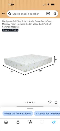 Memory foam full size bamboo mattress