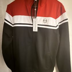 New- Sergio Tacchini Damarindo Men's Tracksuit Top, Black/Red/White