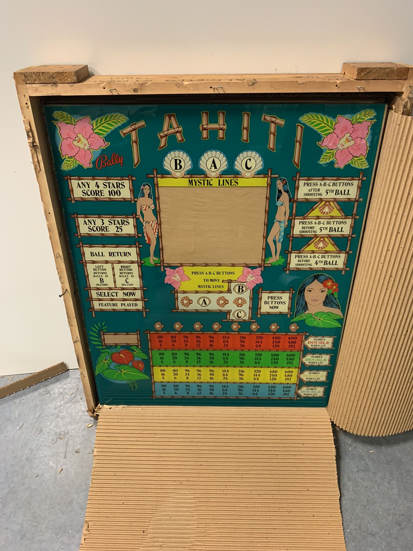 Bally TAHITI Bingo Backglass BRAND NEW ORIGINAL 1978!!! (multiple available)