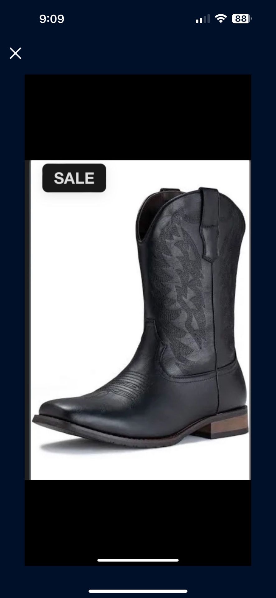 Men Black Cowboy boots (Size 9)