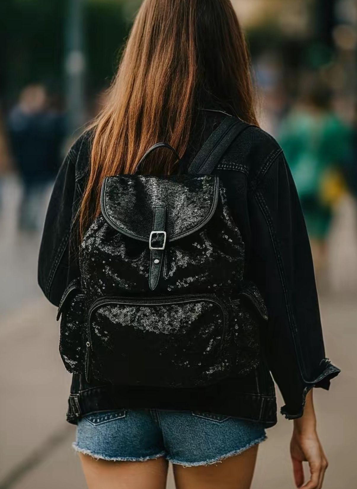 Back to School Bling Sequin black  Backpack