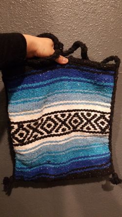 Mexican blanket purse blue