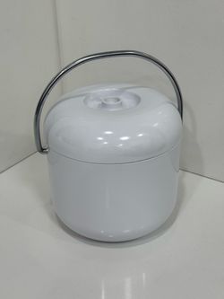 Vintage White Melamine Plastic Ice Bucket Metal Holder‎ Retro