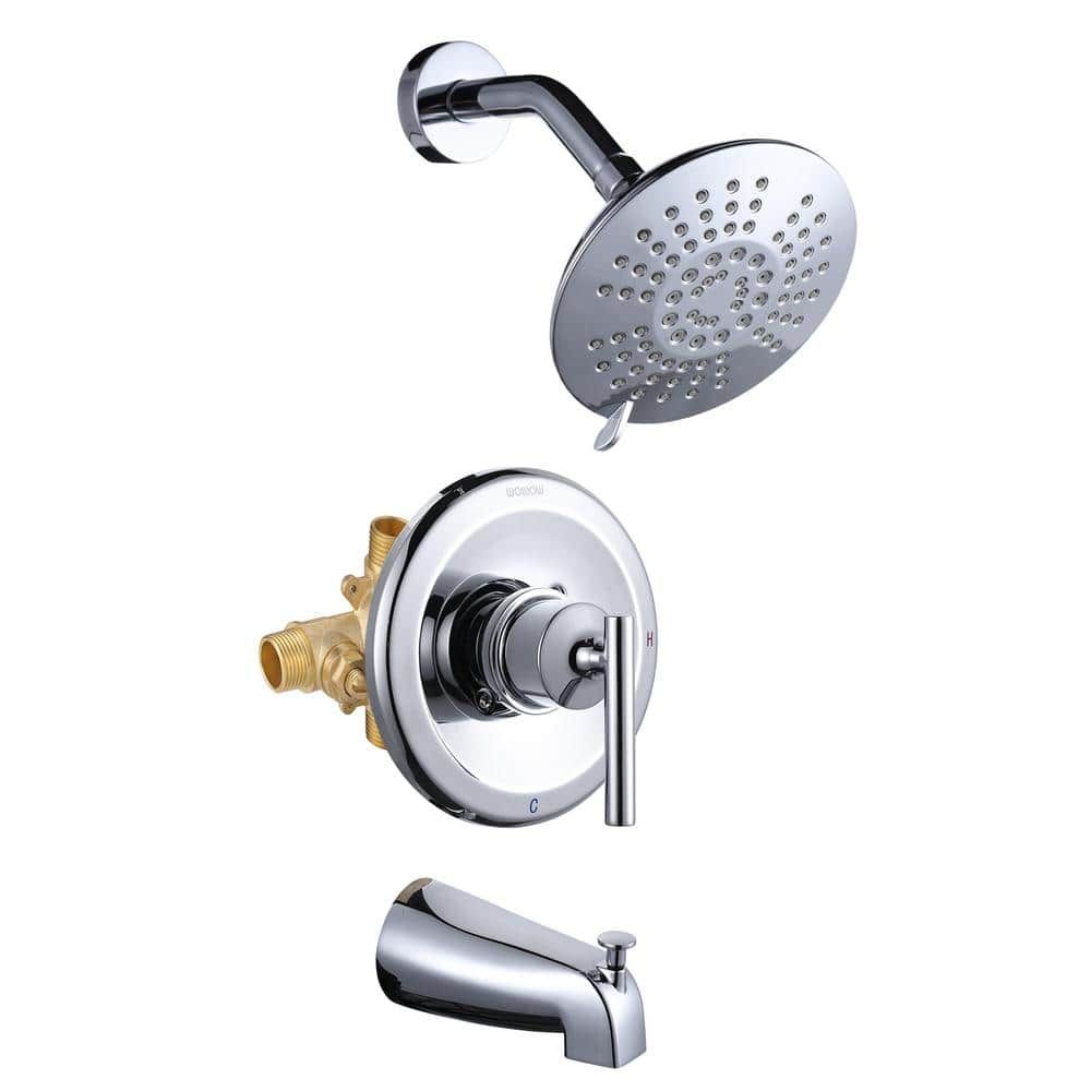 Single Handle 5 Spray Shower Faucet 1.8 GPM with High Pressure Balance, Corrosion Resistance in Polished Chrome