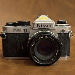 Nikon FE2 Silver Film Camera Ai-S 50mm F/1.8 -Not Tested