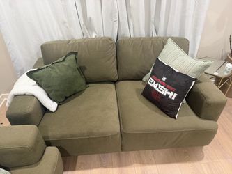 Olive Green Fabric Loveseat Sofa