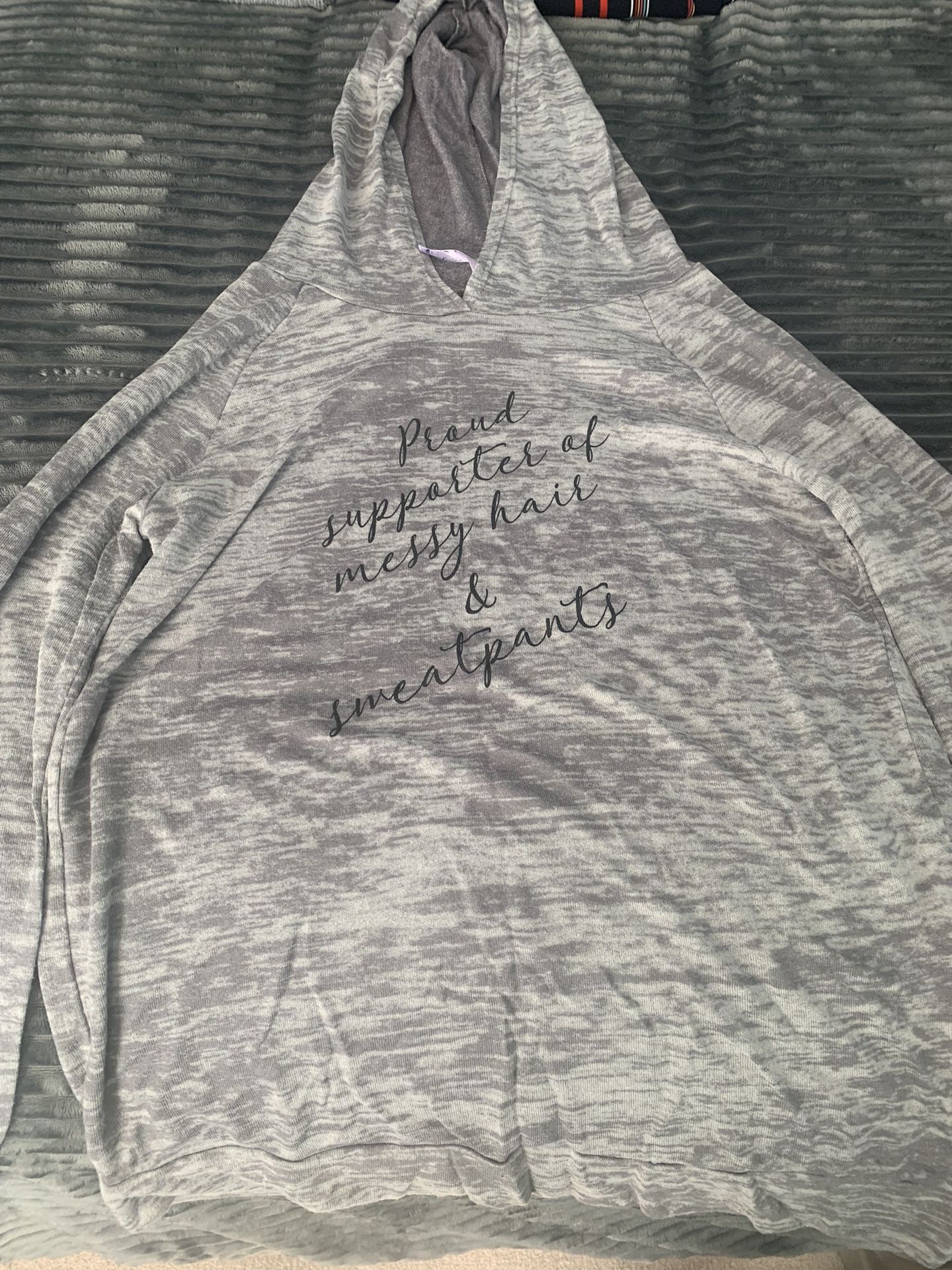 Gray Thin Sweat Hoodie Size Large