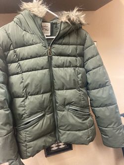 Karalyn & Me Green Puffer Jacket with Faux Fur Hood