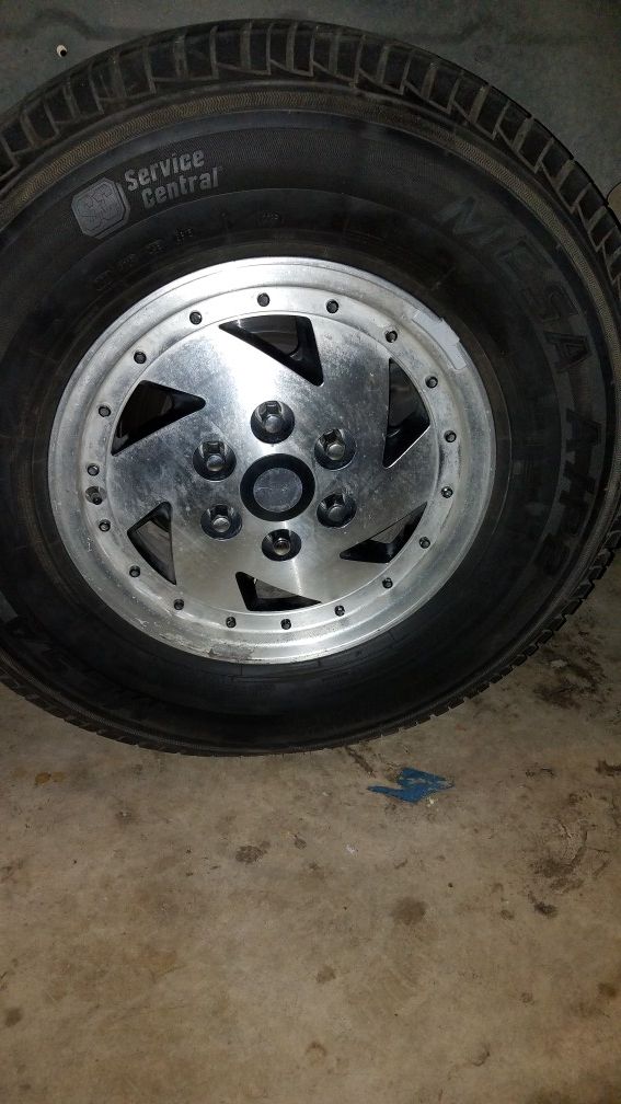 GMC Chevy 90s truck tires and wheels.