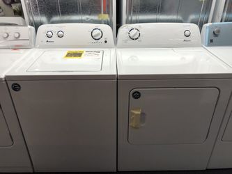 New scratch and dent Amana washer and dryer set. 1 year warranty